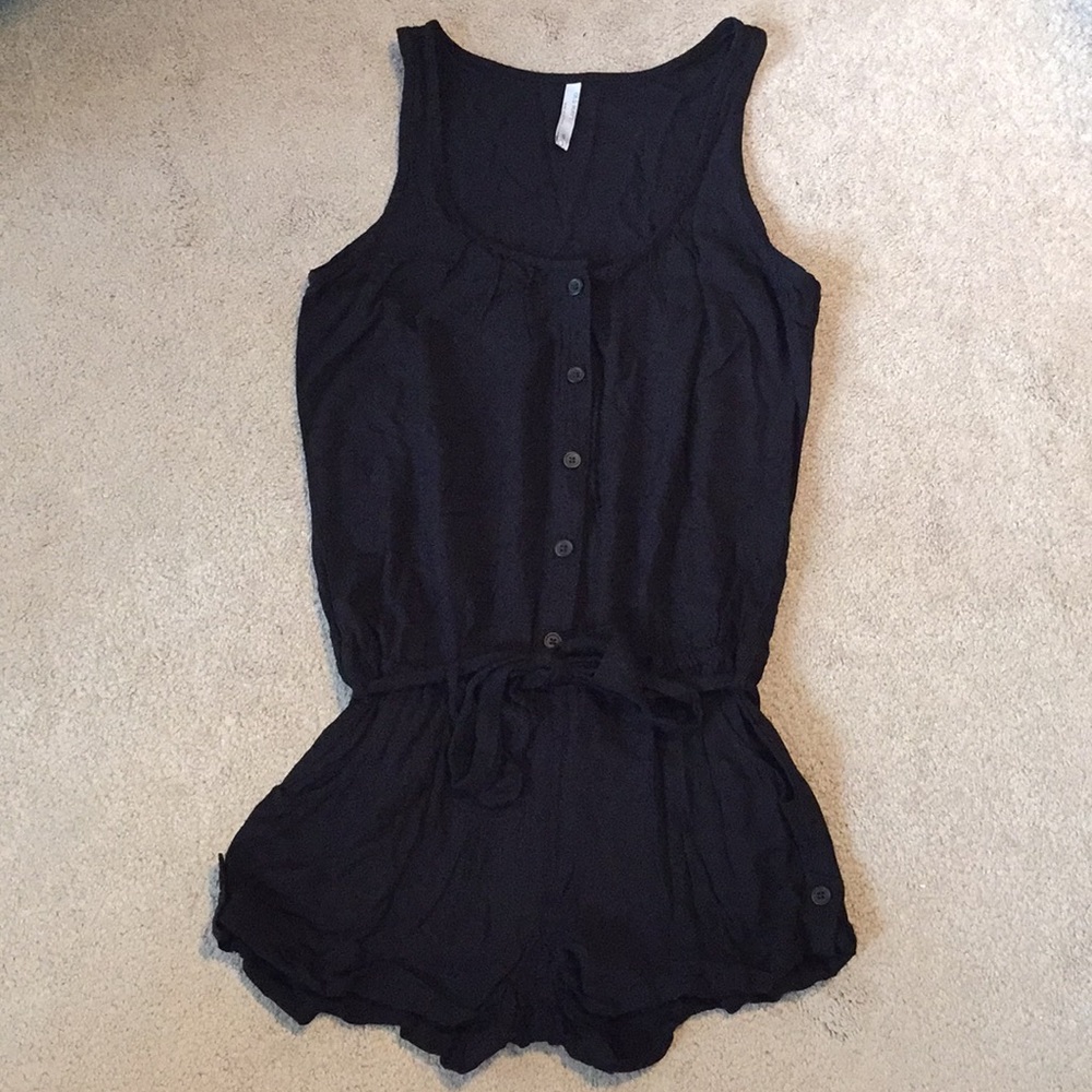 Black Button Front Romper- Size S